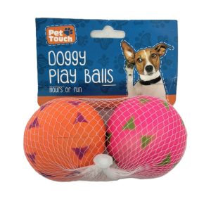 PET TOUCH RUBBER DOGGY PLAY BALLS Pack Of 2
