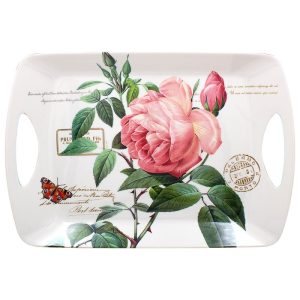 THE LEONARDO COLLECTION REDOUTE ROSE LARGE TRAY48 X 33CM