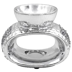 SILVER SPARKLE OVAL WAX / OIL WARMER