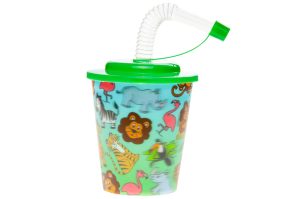 WILD ANIMALS THEME 3D CUPS WITH STRAW AND LID Pack Of 12