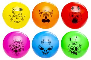 ASSORTED PVC MONSTER FACE BALL 22CM