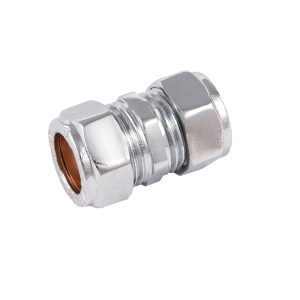 SECURPLUMB SU9652 CHROME COMPRESS STRAIGHT CONNECTOR 15MM X 15MM