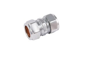 SECURPLUMB SU9652 CHROME COMPRESS STRAIGHT CONNECTOR 15MM X 15MM