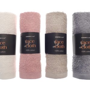 COUNTRY CLUB ASSORTED COTTON FACE CLOTH 30CM