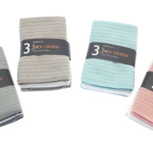 COUNTRY CLUB ASSORTED MICROFIBRE FACE CLOTH Pack Of 3