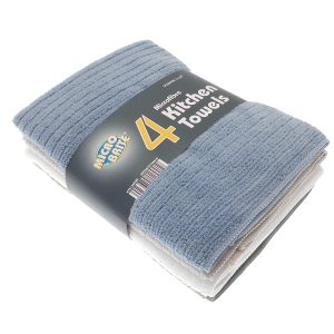 MICRO BRITE ASSORTED MICROFIBRE KITCHEN TOWELS Pack Of 4