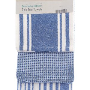 COUNTRY CLUB ECO TEA TOWELS WITH STRIPE DESIGN Pack Of 3