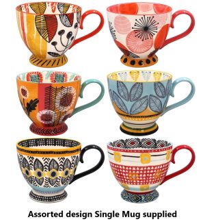 THE LEONARDO COLLECTION ASSORTED HAND PAINTED MUG 450ML