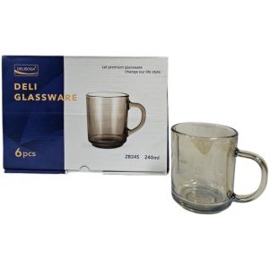 DELISOGA DELI SMOKE GLASS MUG SET 240ML Pack Of 6