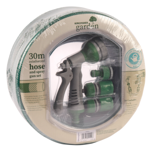 KINGFISHER GARDEN HOSE AND SPRAY GUN SET 30MTR REINFORCED