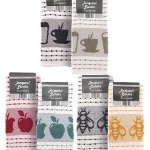 COUNTRY CLUB ASSORTED JAQUARD BORDER KITCHEN TOWELS 3/PK