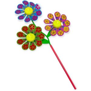 ASSORTED TRIPLE FLOWER WINDMILL 60CM