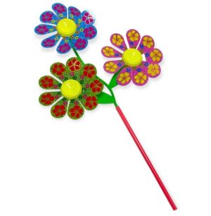 ASSORTED TRIPLE FLOWER WINDMILL 60CM