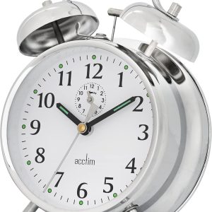 ACCTIM SAXON DOUBLE BELL ALARM CLOCK - CHROME