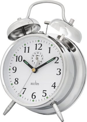 ACCTIM SAXON DOUBLE BELL ALARM CLOCK - CHROME