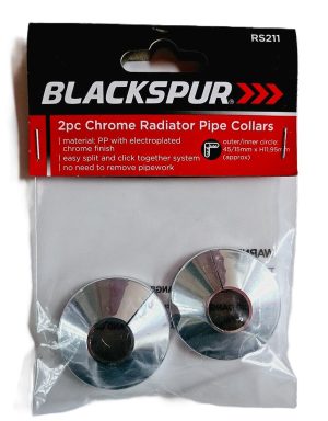 BLACKSPUR CHROME RADIATOR PIPE COLLARS Pack Of 2