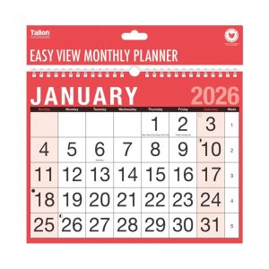 TALLON EASY VIEW MONTH TO VIEW CALENDER 2026 Pack Of 12