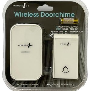 POWER PLUS WIRELESS HOME DOORBELL KIT WITH PLUG IN CHIME - WHITE