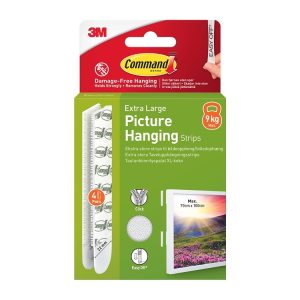 COMMAND 17217 EXTRA LARGE HANGING STRIPS 70 X 100CM UP TO 9KG Pack Of 4