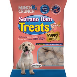 MUNCH & CRUNCH SERRANO HAM TREATS WITH SALMON 150GM
