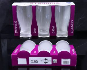 HIGHLANDS STUNNING PINT GLASS TUMBLER 540ML Pack Of 3