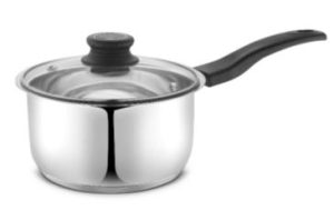 HIGHLANDS STAINLESS STEEL SAUCEPAN WITH GLASS LID 16CM
