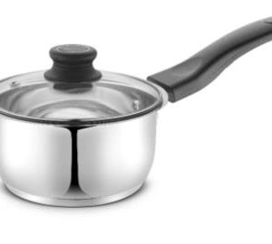 HIGHLANDS STAINLESS STEEL SAUCEPAN WITH GLASS LID 18CM
