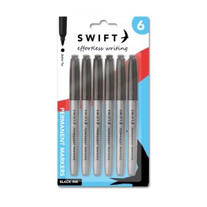 SWIFT PERMANENT MARKER BLACK Pack Of 6