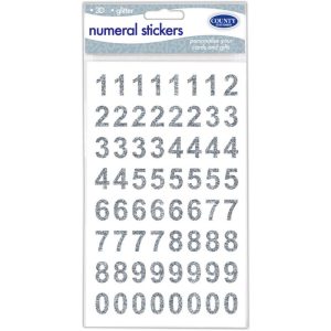 COUNTY 3D SILVER GLITTER NUMERAL STICKERS