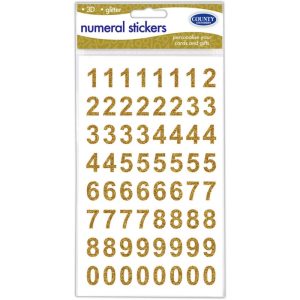 COUNTY 3D GOLD GLITTER NUMERAL STICKERS