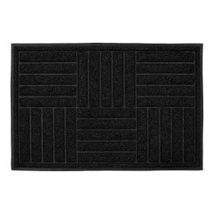 JVL MATT BLACK SQUARE MUD GRABBER SCRAPER DOORMAT 40 X 60CM