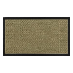 JVL BEIGE FIRTH TILE RUBBER BACKED DOORMAT 40 X 70CM