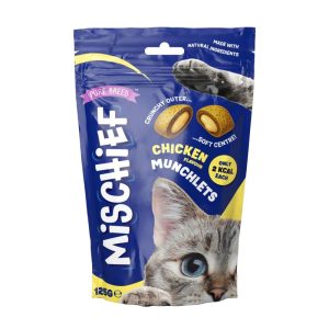 PURE BREED MISCHIEF CHICKEN FLAVOUR PILLOW CAT TREATS 125GM
