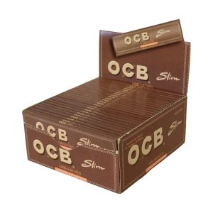 OCB BROWN VIRGIN SLIM KING SIZE ROLLING PAPER Pack Of 50
