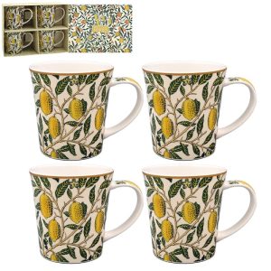 THE LEONARDO COLLECTION WILLIAM MORRIS FRUIT DESIGN MUG SET OF 4
