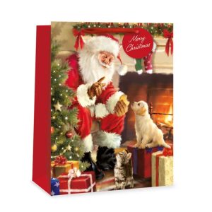 TALLON CHRISTMAS TRADITIONAL SANTA LARGE GIFT BAGS 34 X 26CM