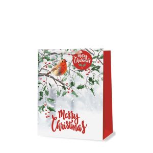 TALLON CHRISTMAS TRADITIONAL ROBIN LARGE GIFT BAGS 34 X 26CM
