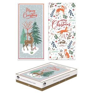 CHRISTMAS CARDS WOODLAND ANIMALS - PACK OF 12 SLIM BOXED