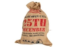GIANT HANDCRAFTED HESSIAN JUTE SANTA SACK DON'T OPEN UNTIL 25TH DECEMBER PARTY GIFT STOCKING