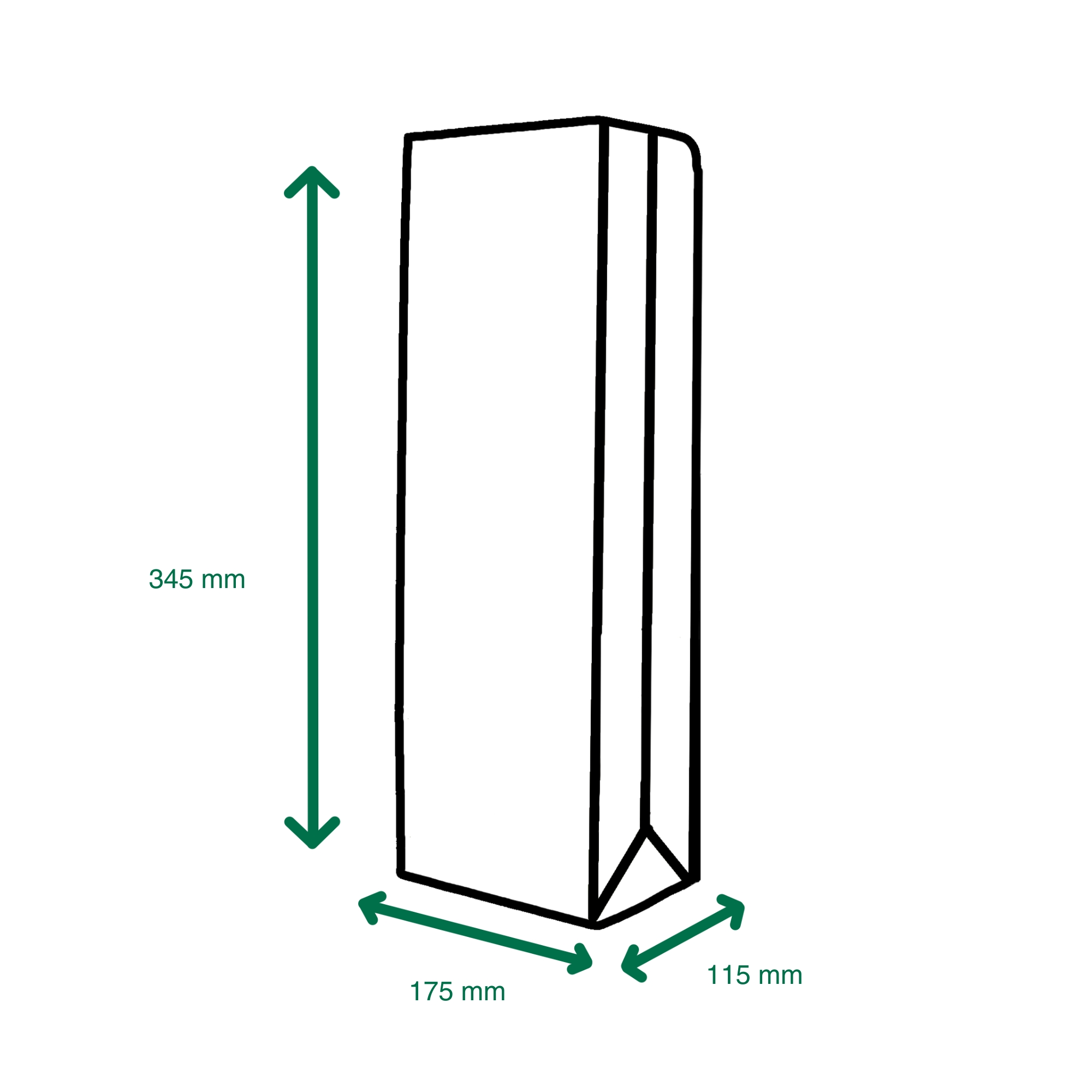 ProPac Brown Paper Bags - (h)345 x (w)175 x (g)115mm