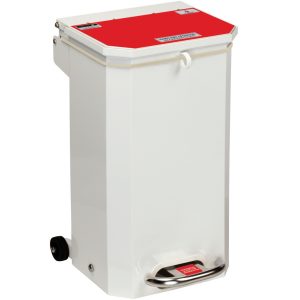 20 litre Metal Bin with Red Lid - Fire Retardant