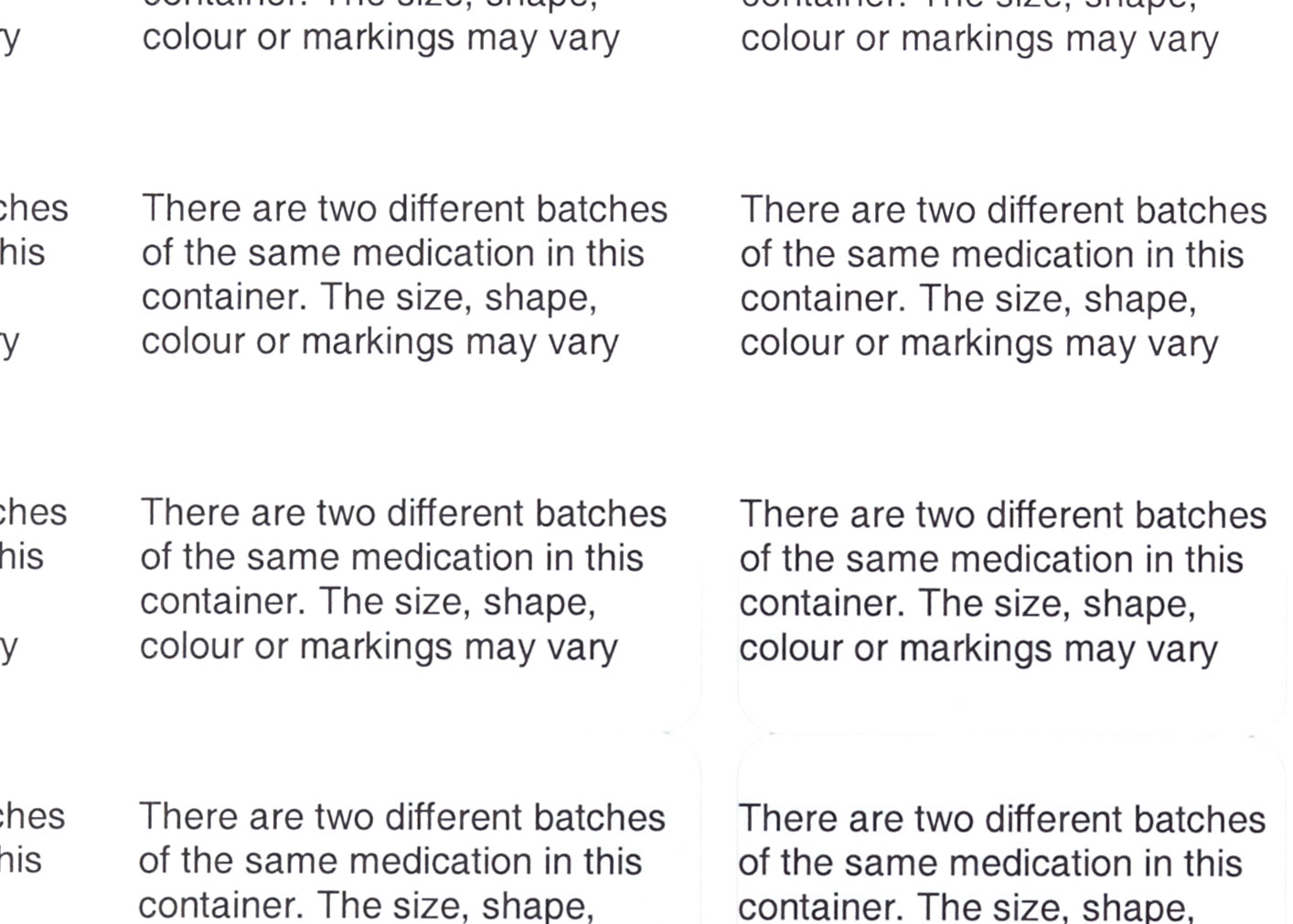 Status Batch May Vary Labels 38 x 21mm