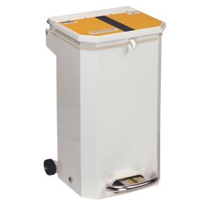 Yellow Stripe Soft Close Metal Clinical Pedal Bin - 20L (h)51 x (w)32 x (d)33cm