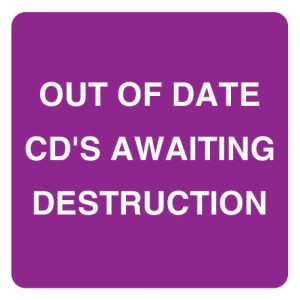 Status Out of Date CD's Awaiting Destruction Labels - 36 x 36mm