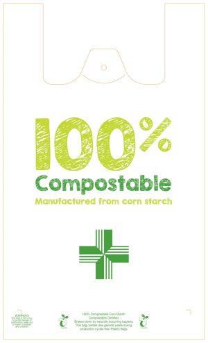 Corn Starch Compostable Vest Style Carrier - (h)500 x (w)300 x (g)160mm