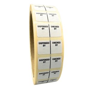 DISPENSED BY / CHECKED BY (12mm x 22mm)