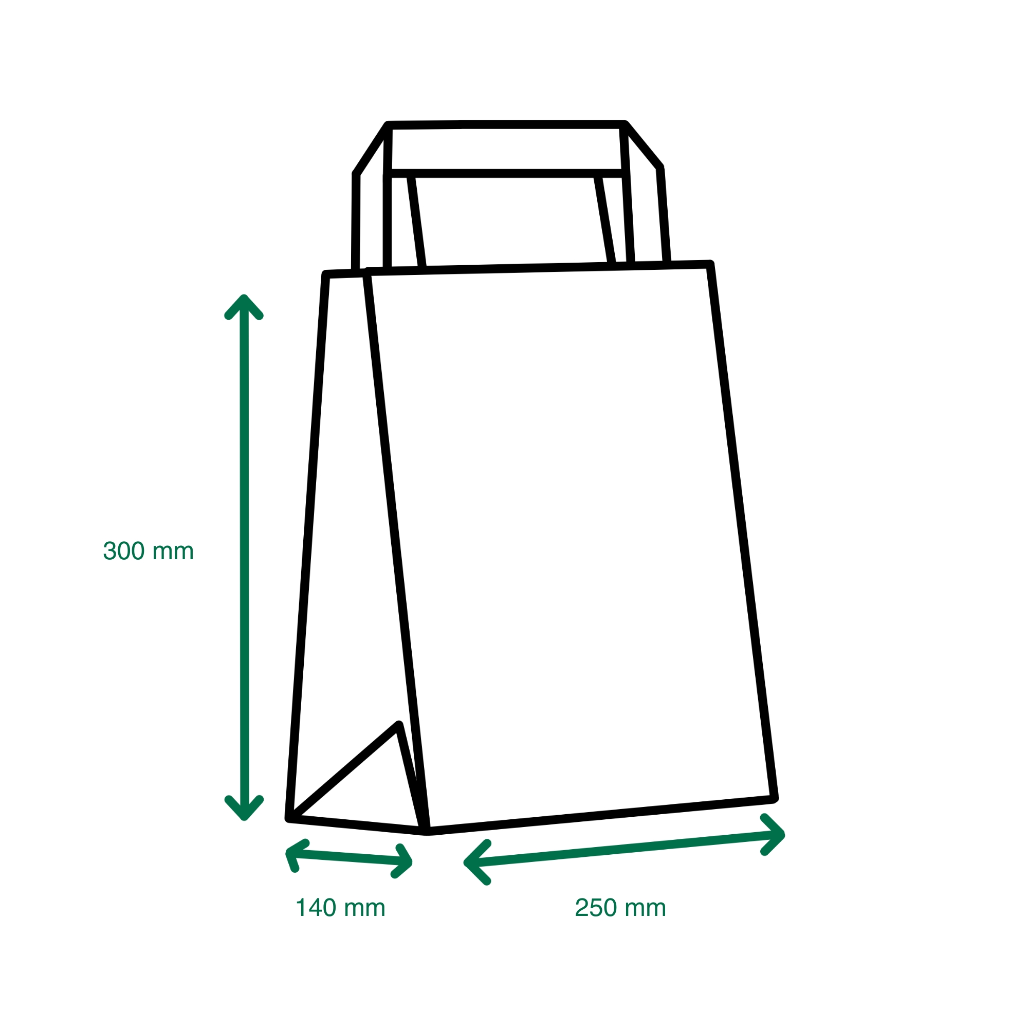 ProPac Non-NHS Paper Carrier Bags - (h)300 x (w)250 x (g)140mm