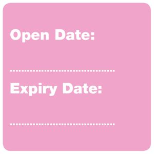 Status Open date / Expiry date Labels - 36 x 36mm