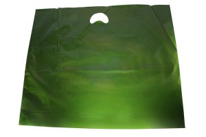 Harrods Green' Patch Handle Plastic Carrier - (h)450 x (w)550 x (g)72mm