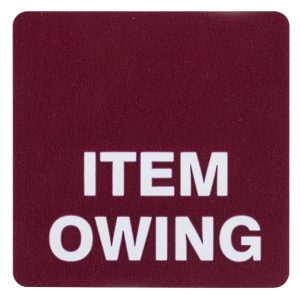 Status Item Owing Labels - 36 x 36mm